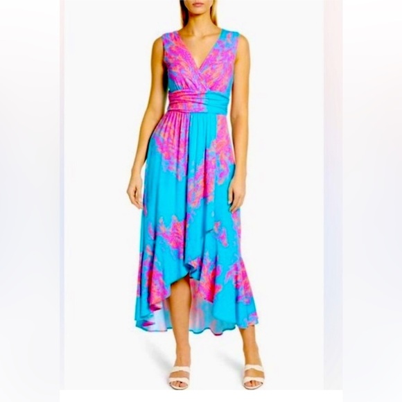 Jupe Crayon Lilly Pulitzer Taille 2 - Imprimé Fleurs Rose/turquoise, Coton, Occasion Très Bon état
